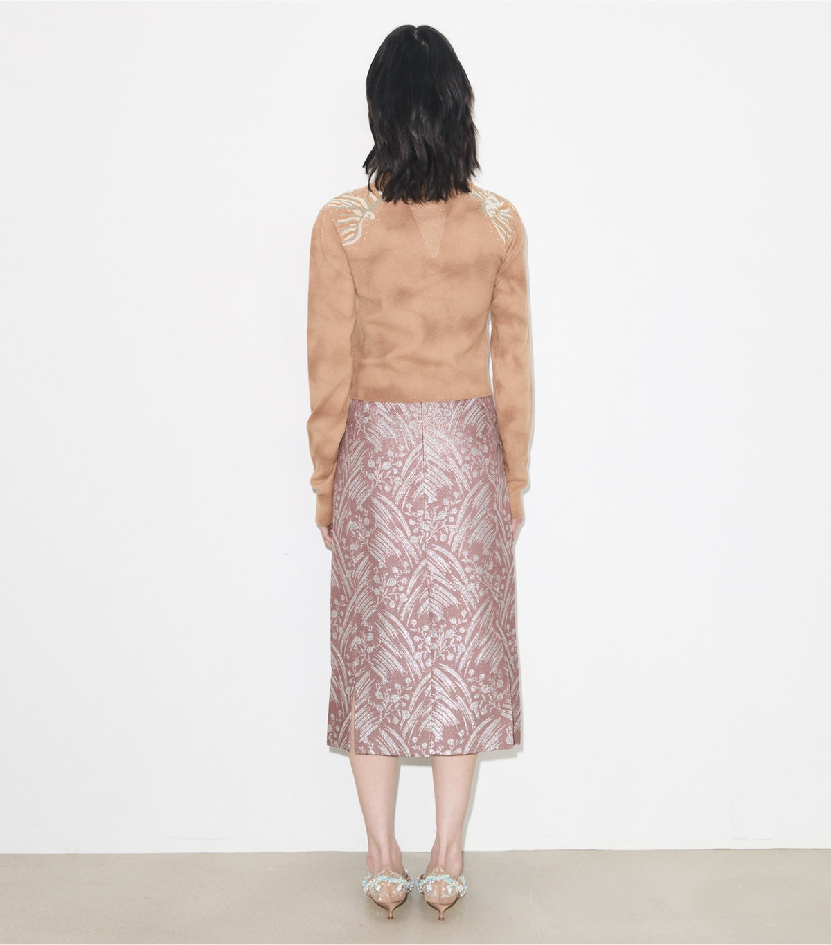 Tory Burch Silk Jacquard Skirt - Mauve Wispy Flower