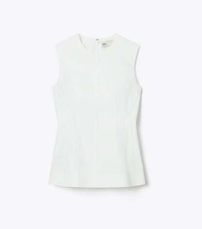Tory Burch Sleeveless Cotton Poplin Top - White