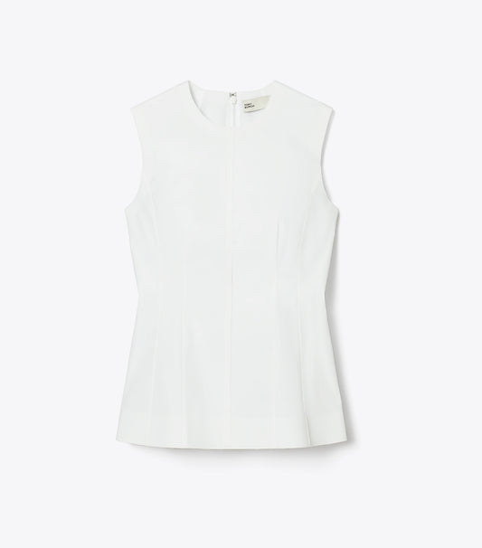 Tory Burch Sleeveless Cotton Poplin Top - White