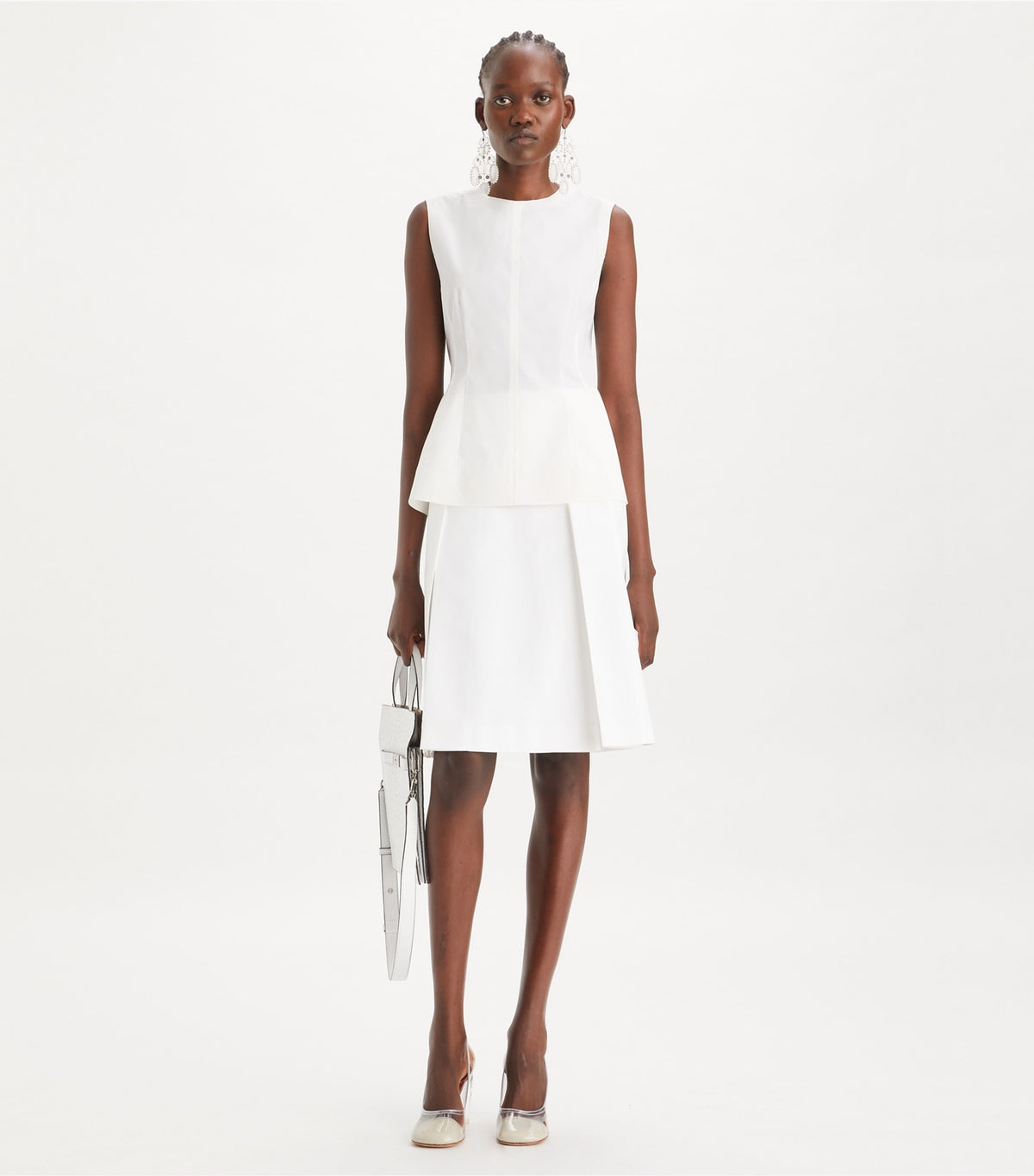 Tory Burch Sleeveless Cotton Poplin Top - White
