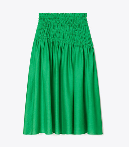 Tory Burch Smocked Viscose Skirt - Spring Jade