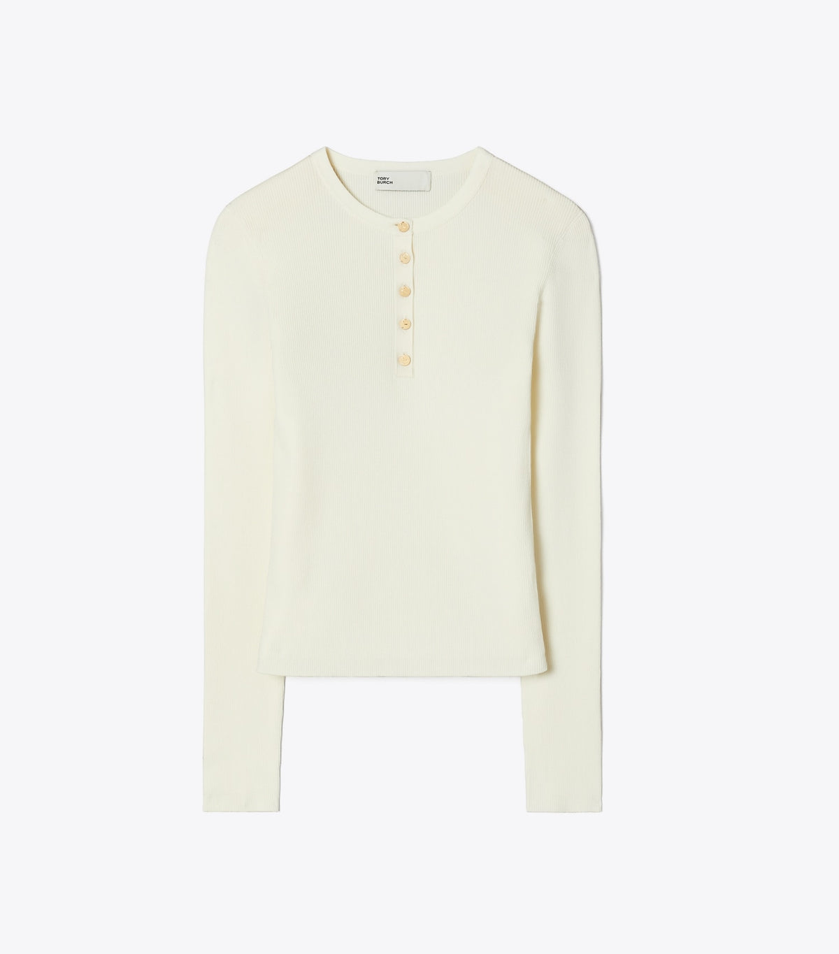 Tory Burch Ribbed Viscose Henley - New Ivory
