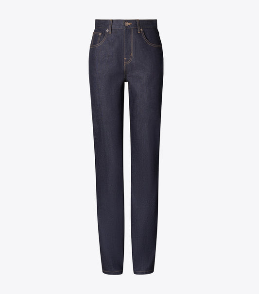 Tory Burch Straight-Leg Denim Jean - Raw/Unwashed
