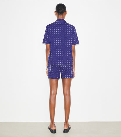 Tory Burch Twill Camp Shirt - Ballpoint Ink Nothing Ditsy