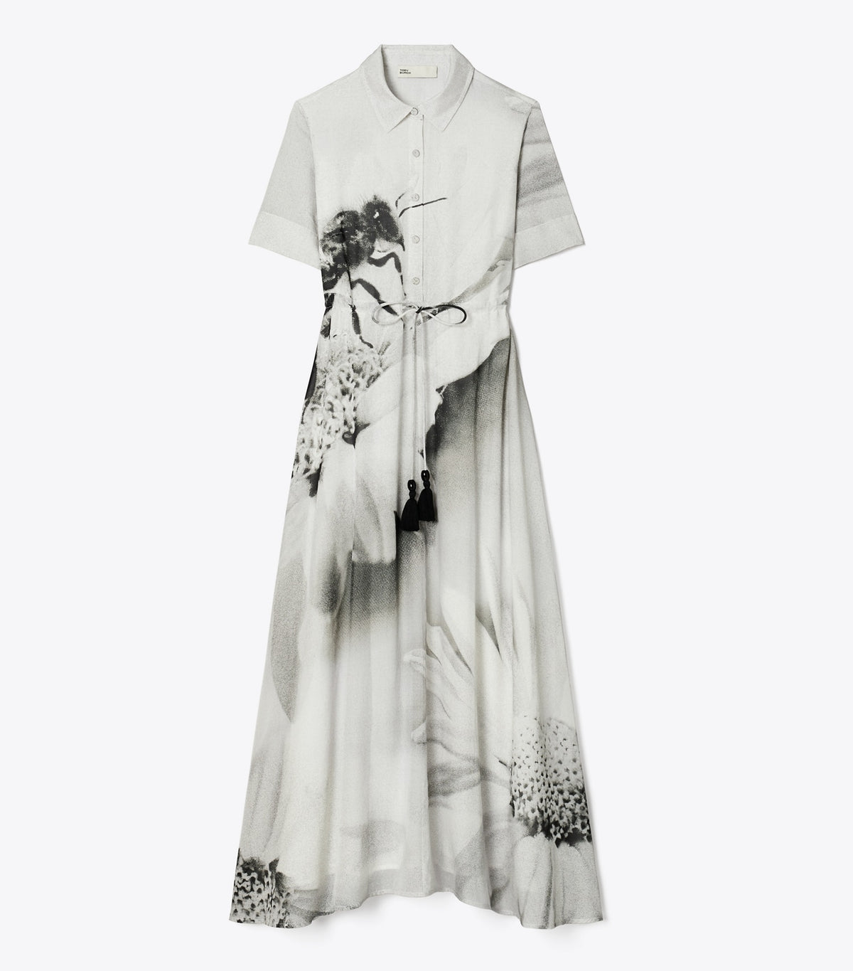 Tory Burch Silk Cotton Voile Shirtdress - Gray Bee