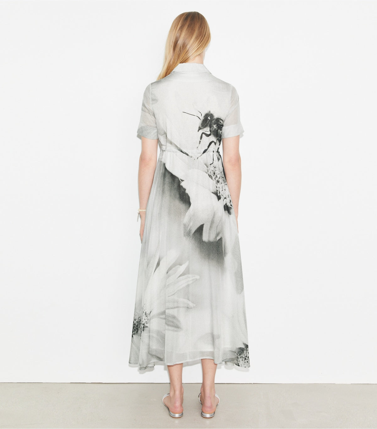 Tory Burch Silk Cotton Voile Shirtdress - Gray Bee