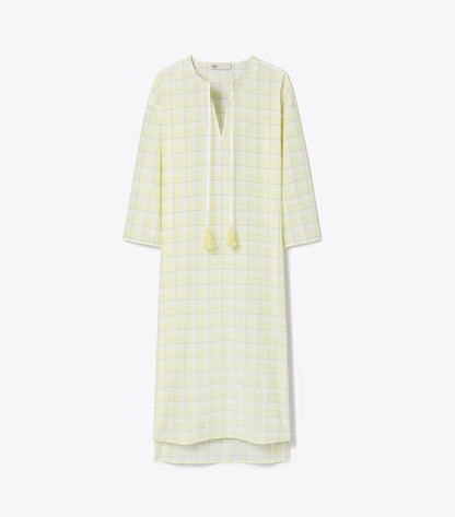 Tory Burch Plaid Cotton Caftan - Lumen Plaid