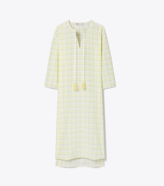 Tory Burch Plaid Cotton Caftan - Lumen Plaid