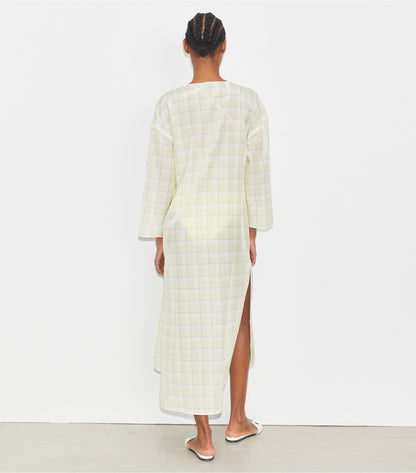 Tory Burch Plaid Cotton Caftan - Lumen Plaid