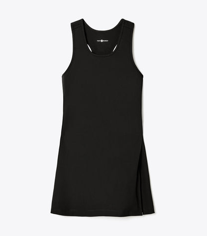 Tory Burch Performance Jersey Side-Slit Tennis Dress - Black / Black