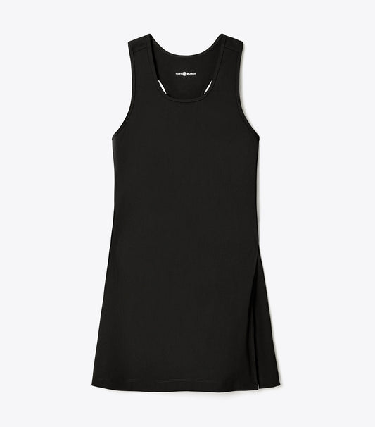 Tory Burch Performance Jersey Side-Slit Tennis Dress - Black / Black