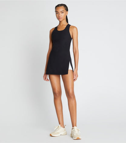 Tory Burch Performance Jersey Side-Slit Tennis Dress - Black / Black