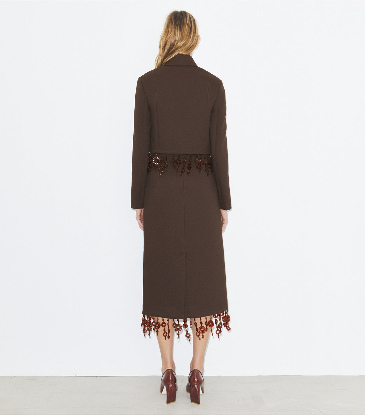 Tory Burch Embellished Crepe Skirt - Dark Mocha