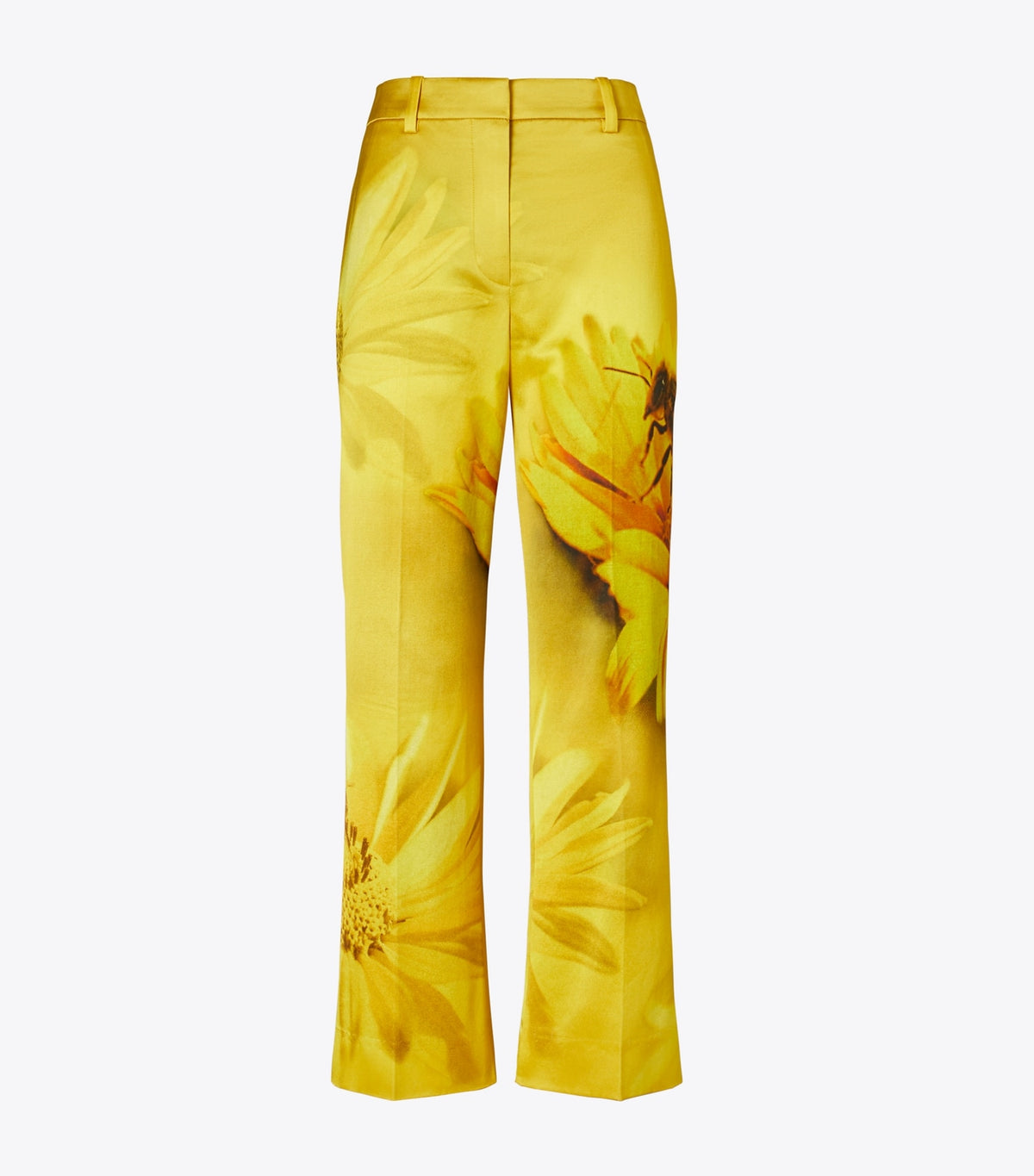 Tory Burch Printed Satin Trouser - Yellow Bee