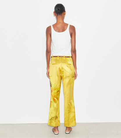 Tory Burch Printed Satin Trouser - Yellow Bee