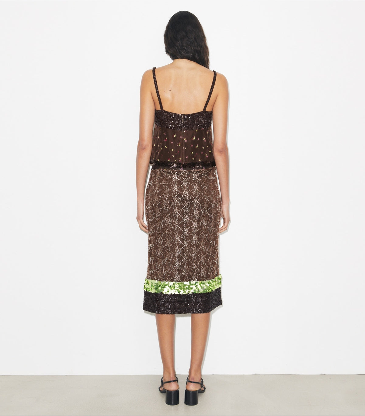 Tory Burch Embellished Lace Skirt - Coffee