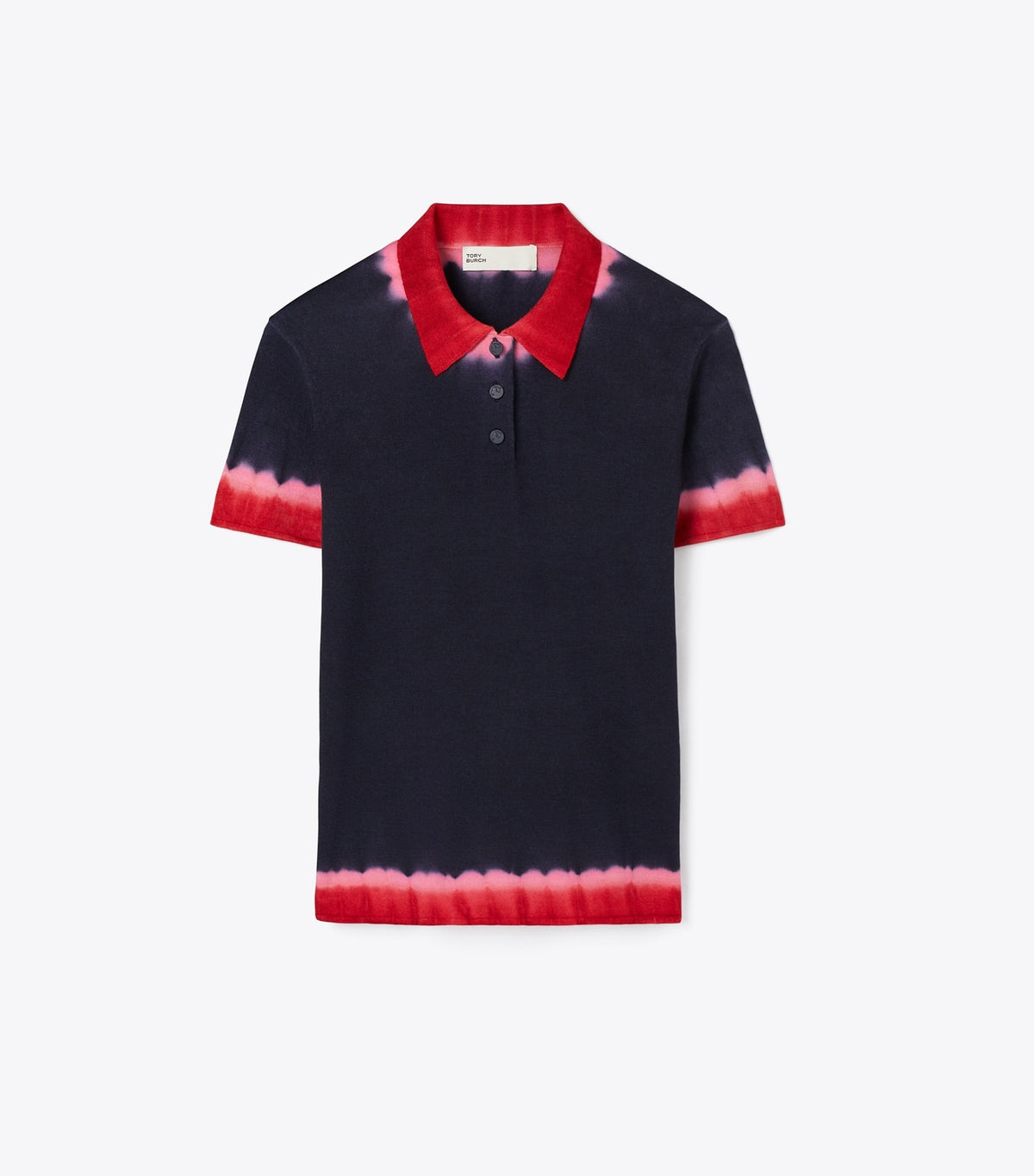 Tory Burch Dip Dye Wool Polo - Medium Navy / Red
