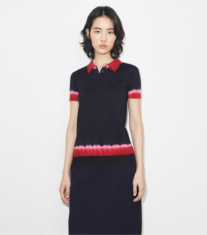 Tory Burch Dip Dye Wool Polo - Medium Navy / Red