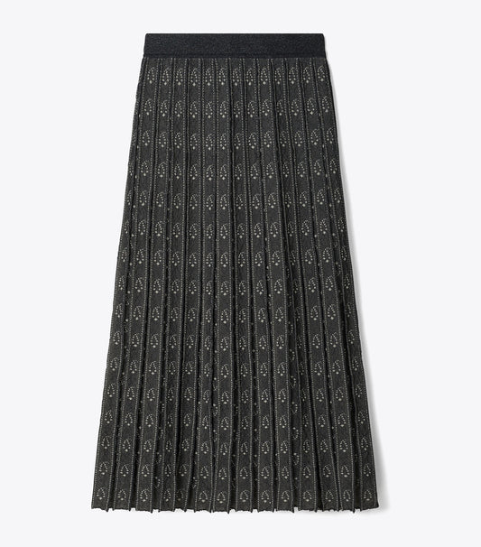 Tory Burch Jacquard Skirt - Metallic Navy / Beige
