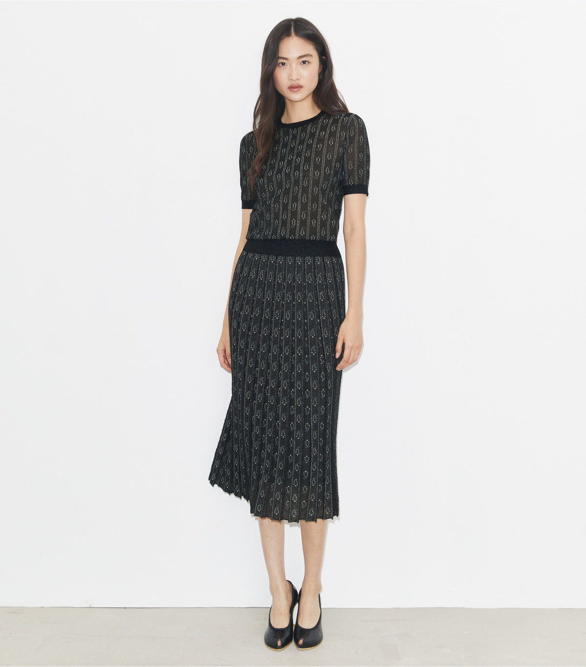 Tory Burch Jacquard Skirt - Metallic Navy / Beige