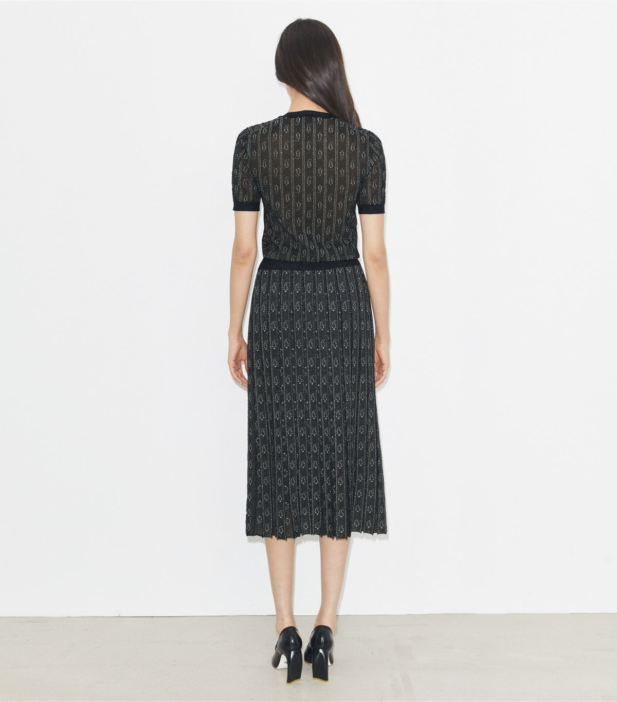 Tory Burch Jacquard Skirt - Metallic Navy / Beige