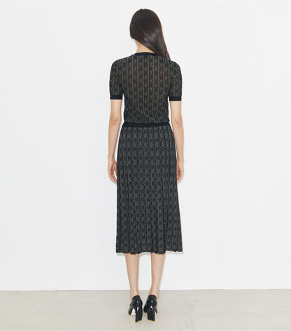 Tory Burch Jacquard Skirt - Metallic Navy / Beige