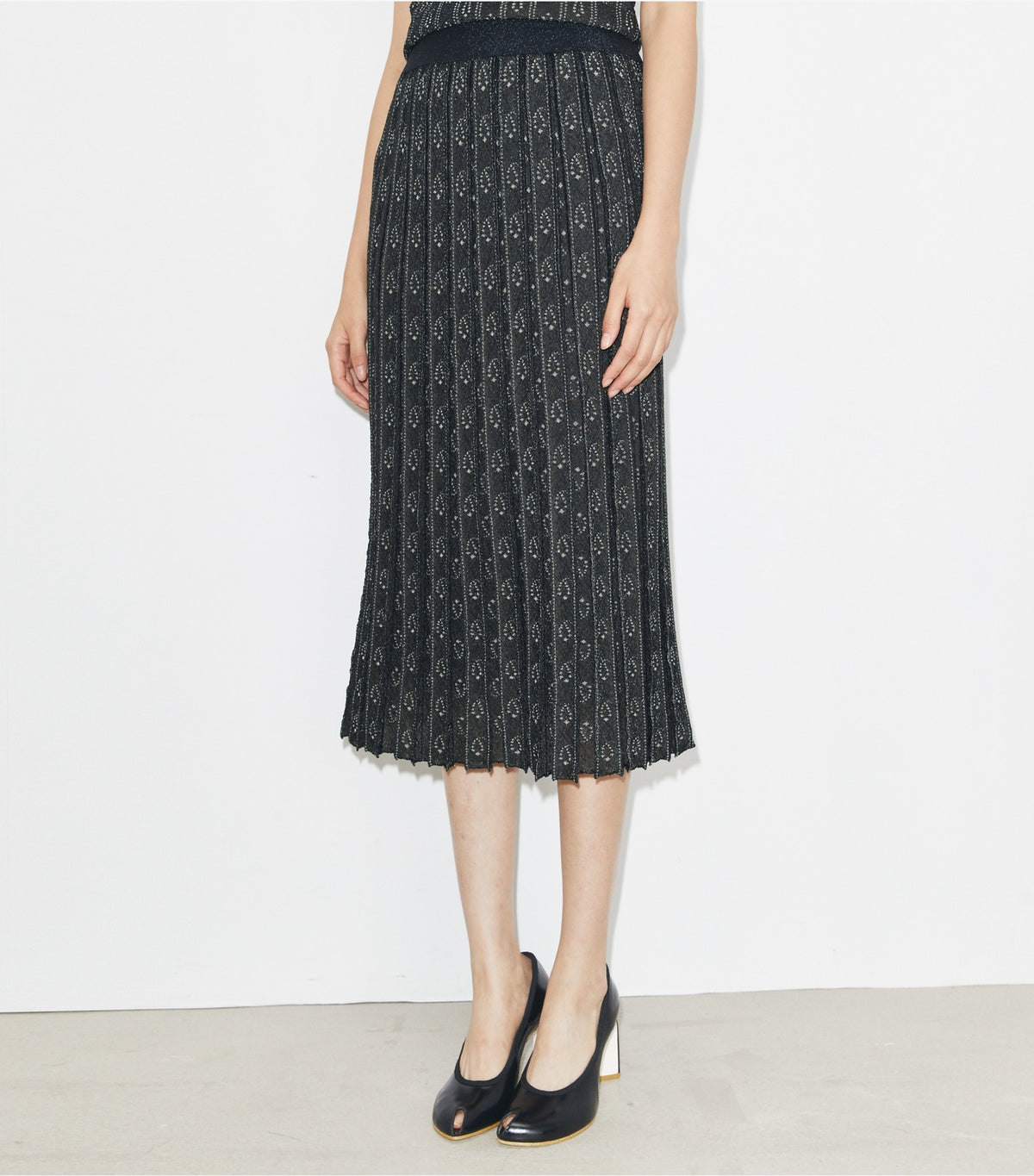 Tory Burch Jacquard Skirt - Metallic Navy / Beige