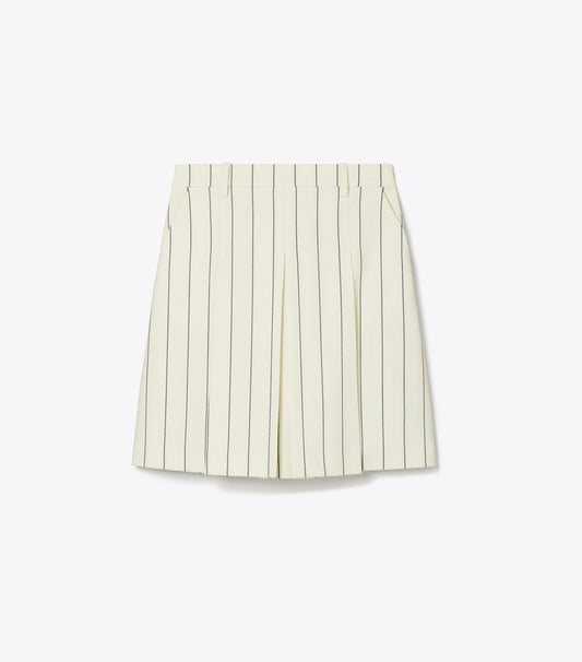 Tory Burch Wool Performance Golf Skirt - New Ivory Light Stripe