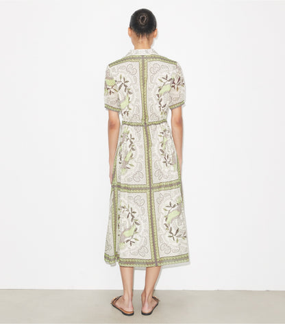 Tory Burch Cinched Cotton Zip Dress - Mint Cockatoo