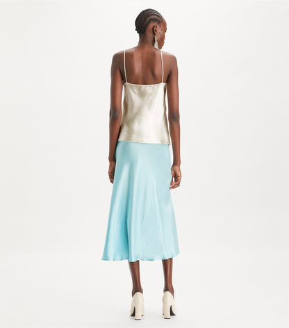 Tory Burch Satin Skirt - Blue Celeste