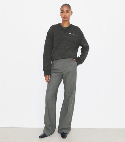 Tory Burch Wool Pant - Dark Gray Melange