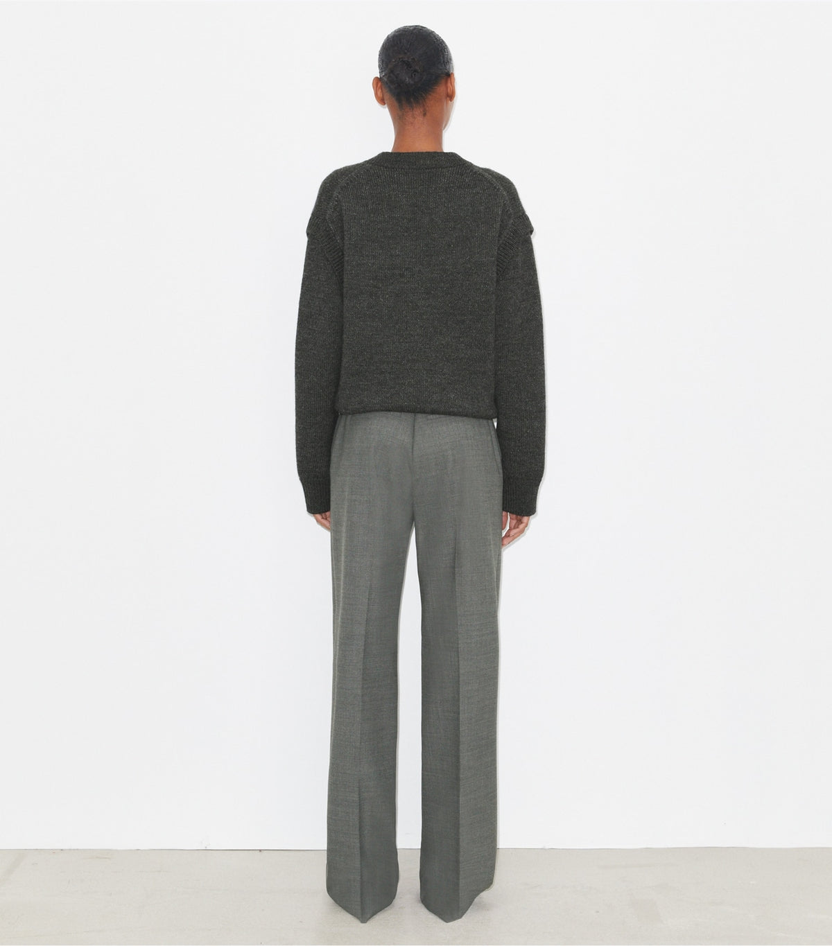 Tory Burch Wool Pant - Dark Gray Melange