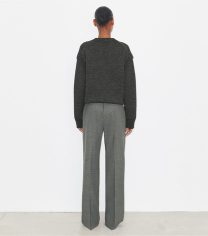 Tory Burch Wool Pant - Dark Gray Melange
