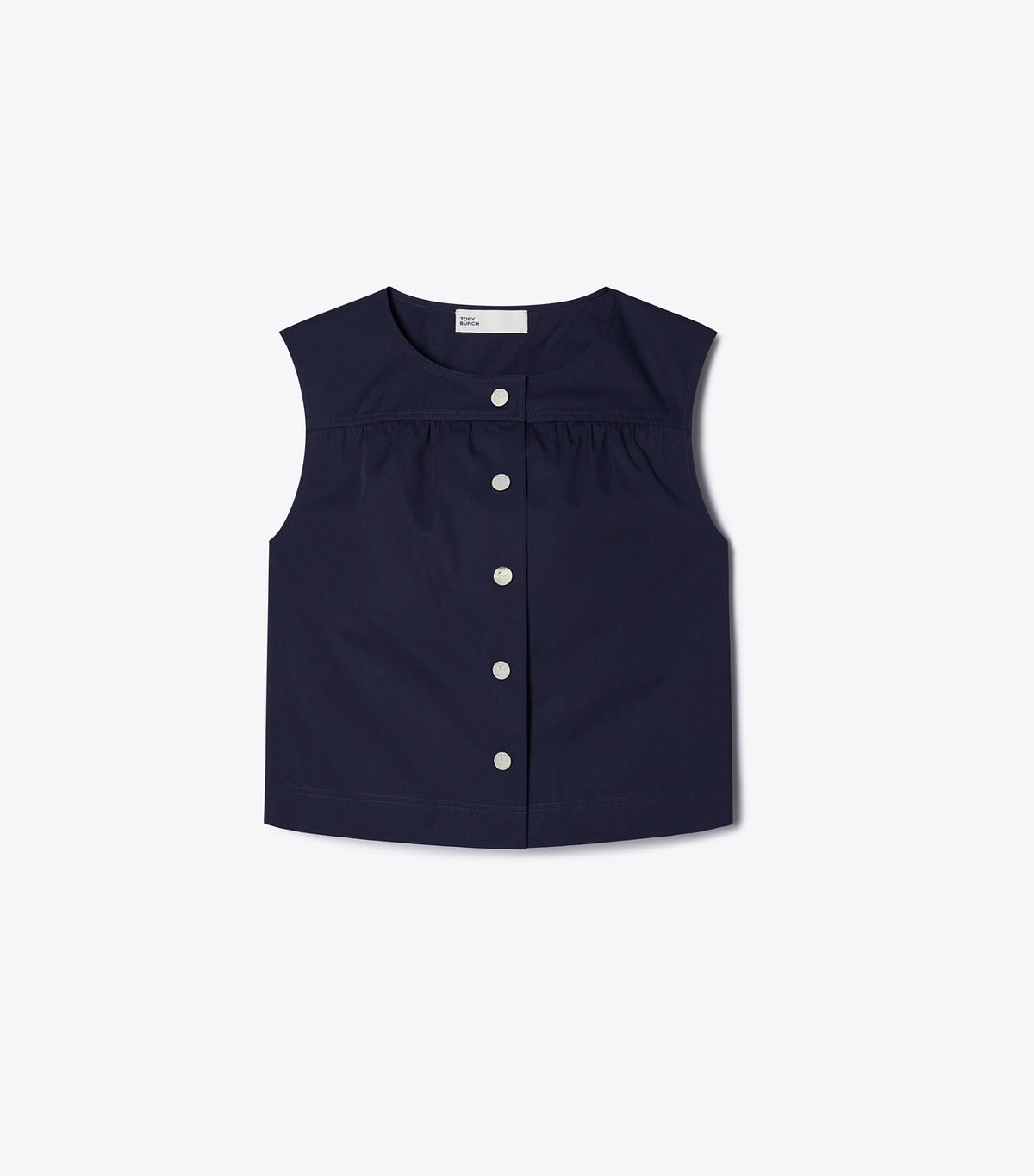 Tory Burch Cotton Poplin Button Top - Medium Navy