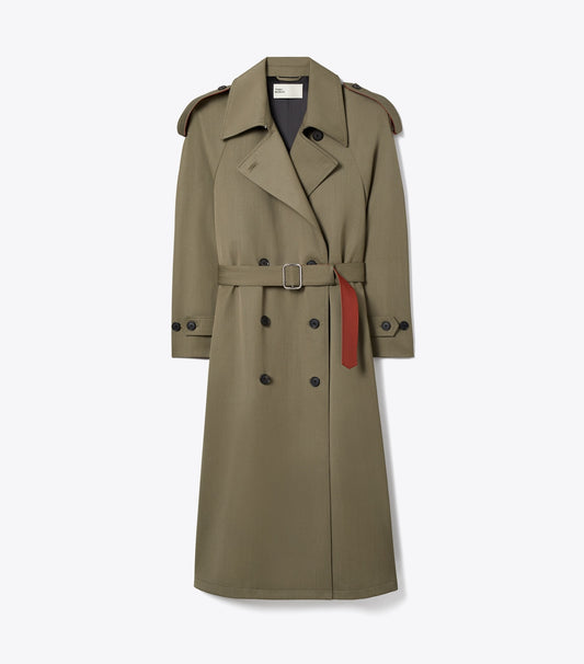 Tory Burch Wool Trench Coat - Olive Khaki