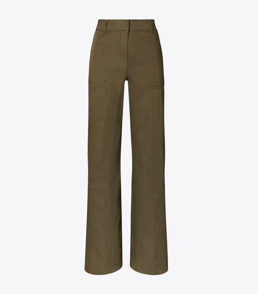 Tory Burch Cotton Cargo Pant - Olive Pesto