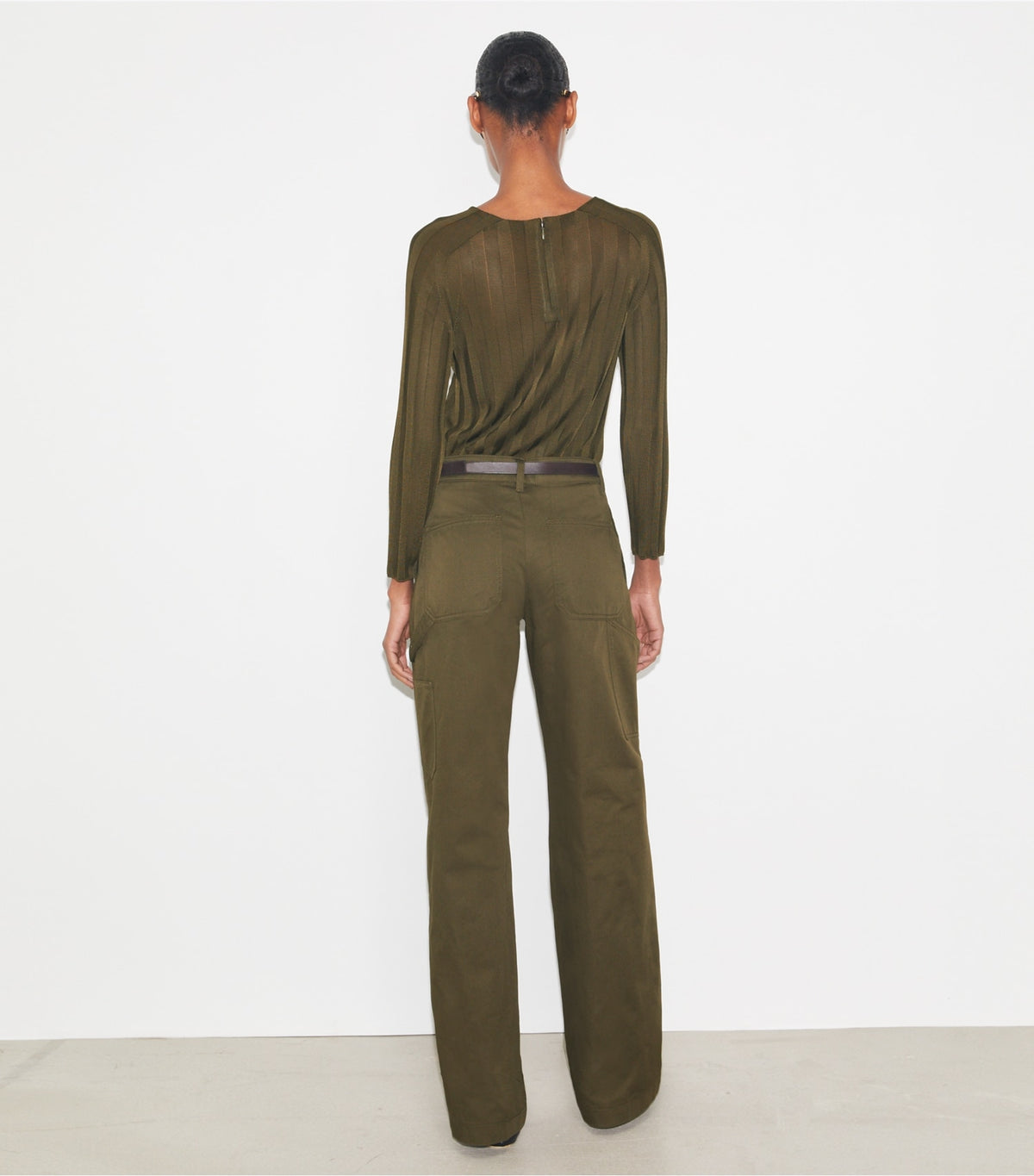 Tory Burch Cotton Cargo Pant - Olive Pesto