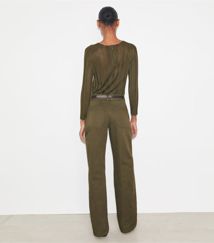 Tory Burch Cotton Cargo Pant - Olive Pesto