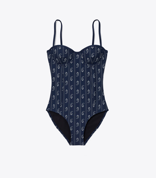 Tory Burch Balconette Swimsuit - Blue Paisley