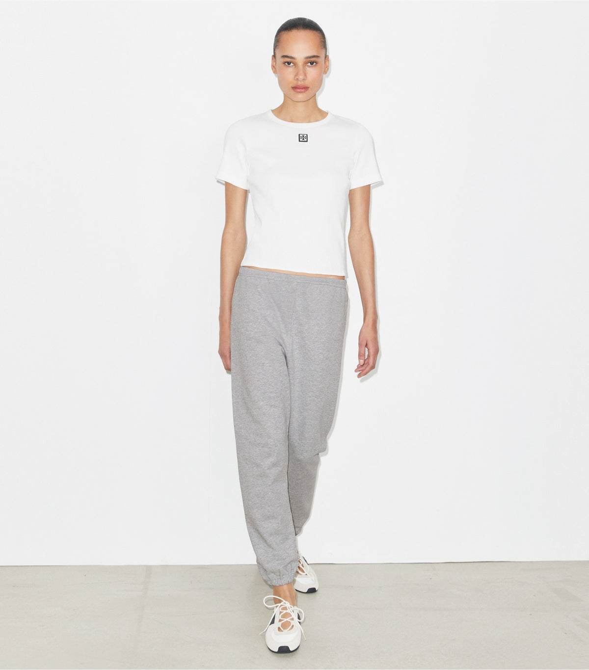 Tory Burch French Terry Sweatpant - Medium Heather Gray