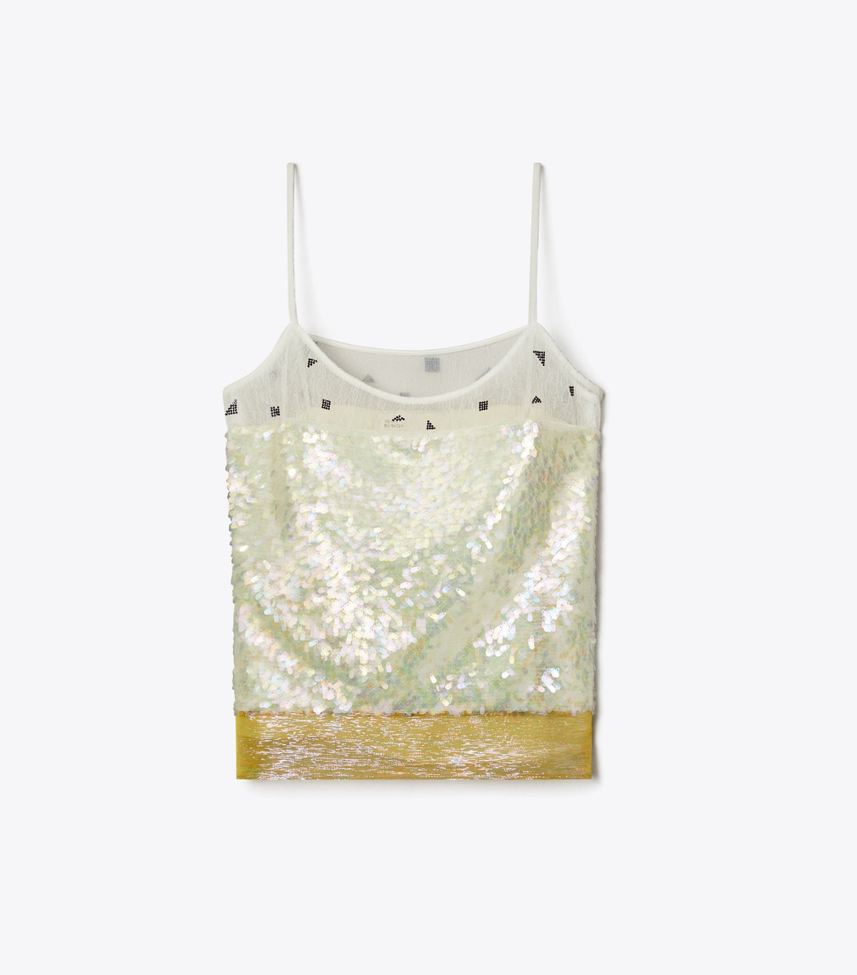 Tory Burch Embellished Lamé Slip Top - Pink Chartreuse