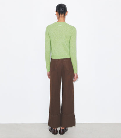 Tory Burch Cuffed Straight Leg Jean - Brown