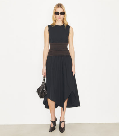 Tory Burch Asymmetric Cotton Dress - Black