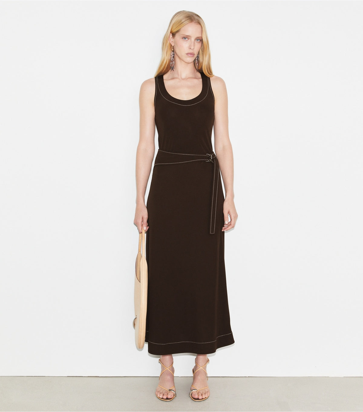 Tory Burch Belted Jersey Skirt - Deep Chocolate
