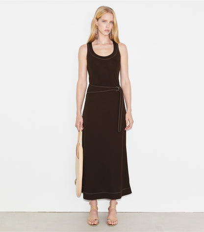Tory Burch Belted Jersey Skirt - Deep Chocolate
