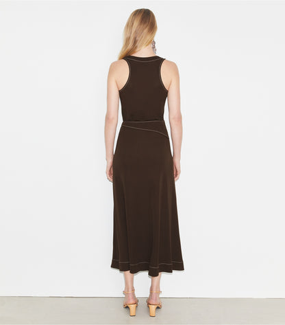 Tory Burch Belted Jersey Skirt - Deep Chocolate