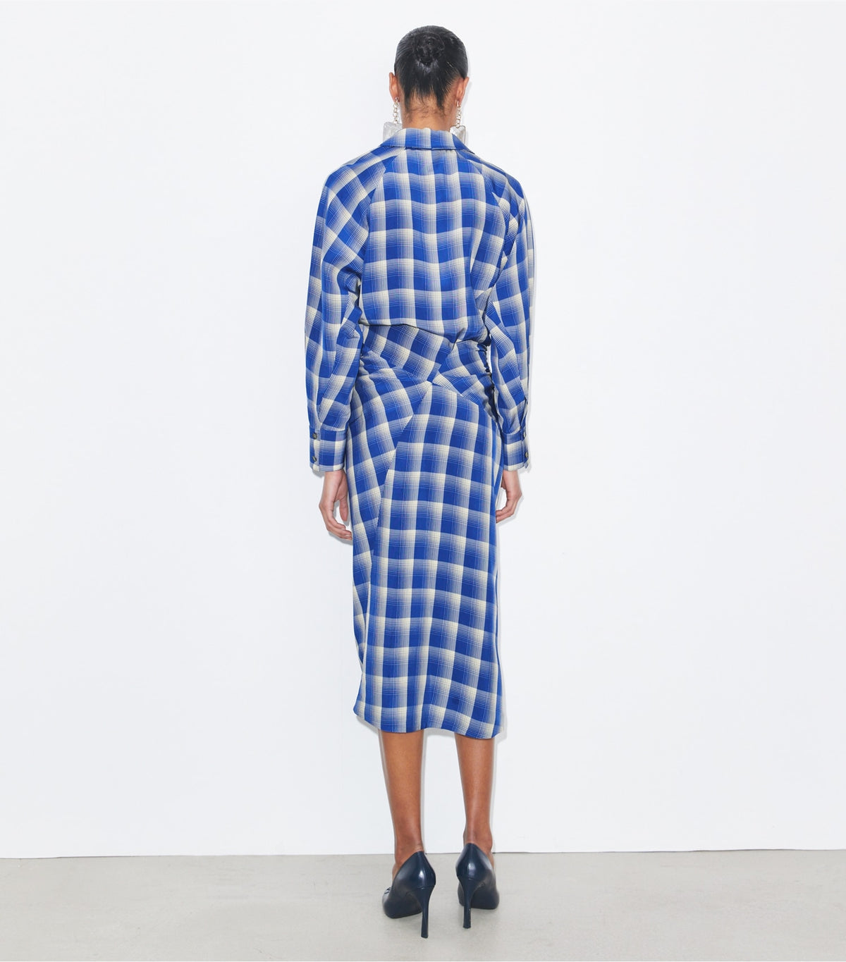 Tory Burch Plaid Viscose Shirtdress - Blue / Ivory