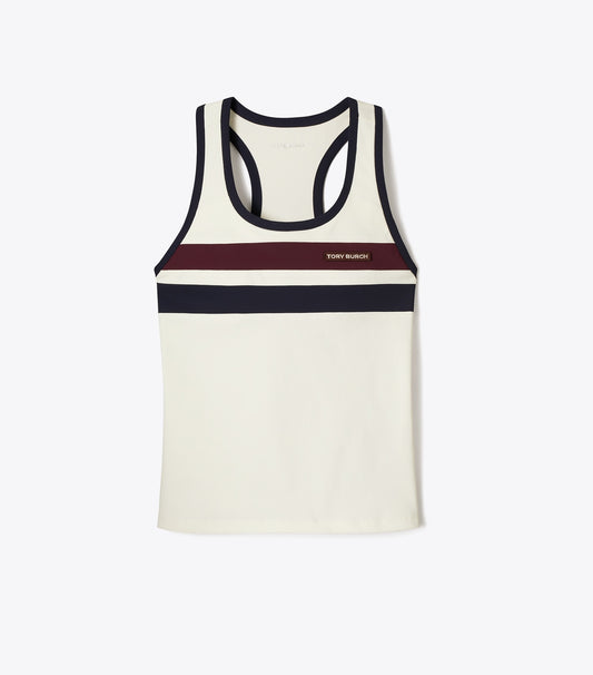 Tory Burch Double-Stripe Tennis Tank - Snow White