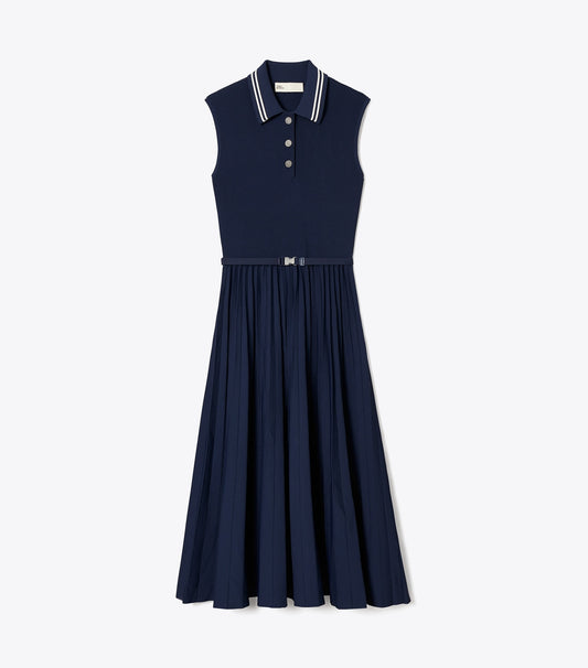 Tory Burch Pleated Viscose Dress - Tory Navy
