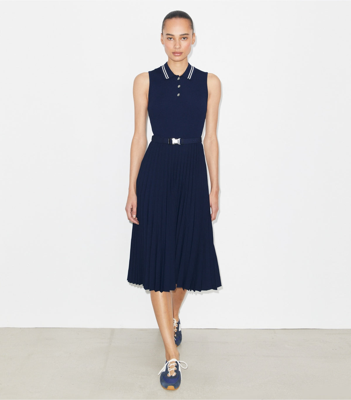 Tory Burch Pleated Viscose Dress - Tory Navy